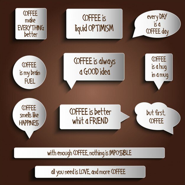 Vetor grátis tags adesivos botões autocolantes com a mensagem sobre o café