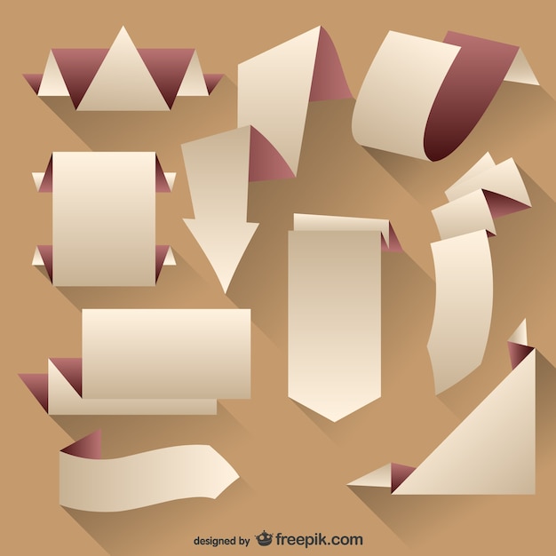 Tags de origami vector set