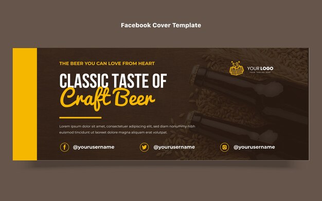 Tampa do facebook de cerveja artesanal de design plano