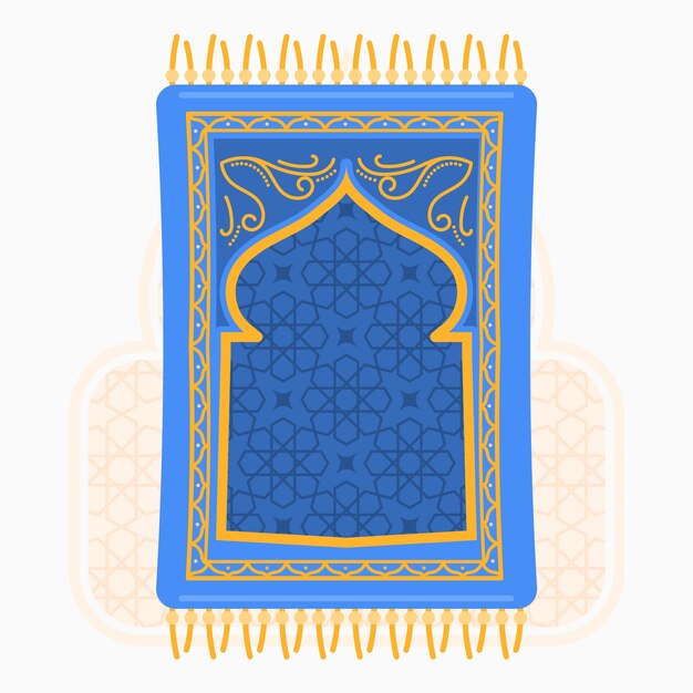 Tapete de oração de design plano desenhado à mão