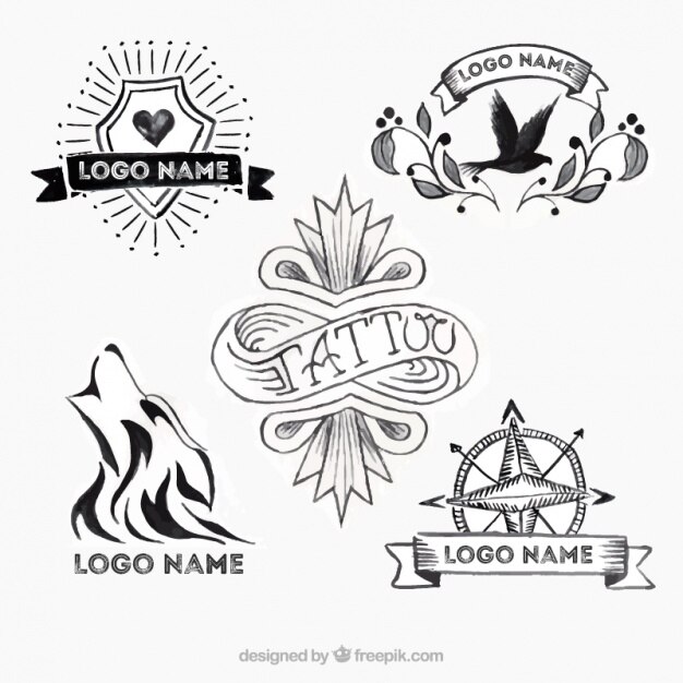Vetor grátis tattoo logos selecção, velha escola