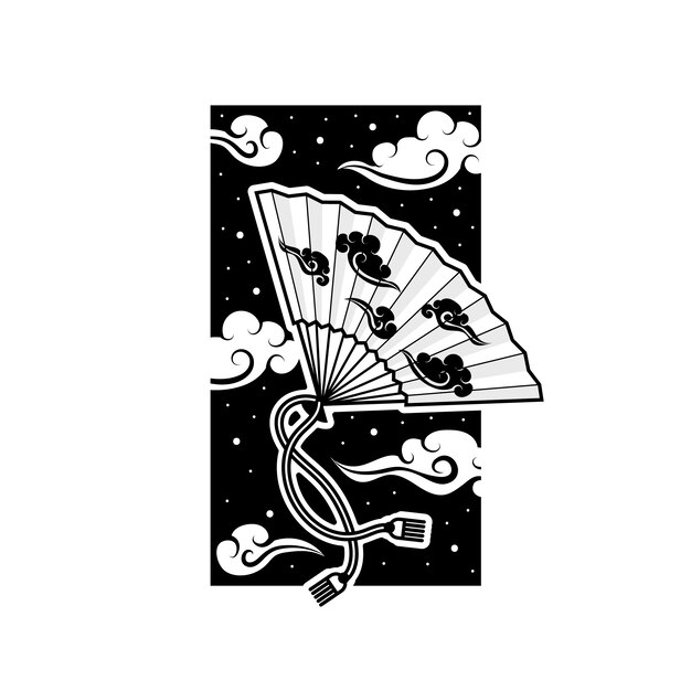 Tatuagem desenhada à mão em estilo asiático