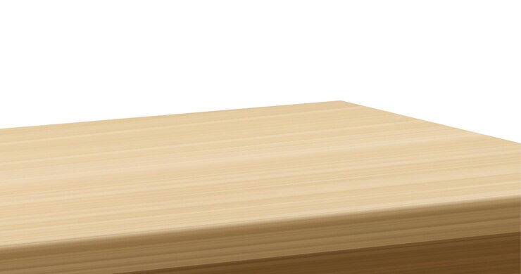 Vetor grátis tavas de mesa 3d castanhas claras com superfície de madeira