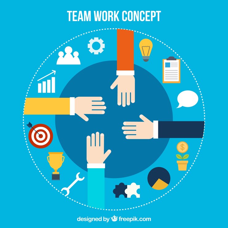 Vetor grátis team work concept com design plano
