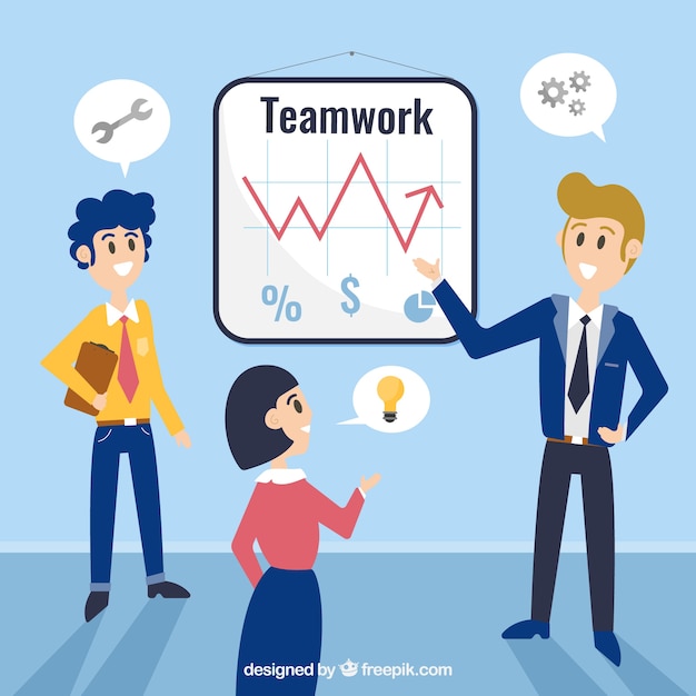 Team work concept com design plano