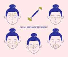 Vetor grátis técnica de massagem facial desenhada à mão