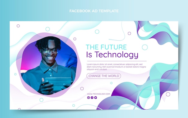 Tecnologia de fluido abstrato gradiente facebook