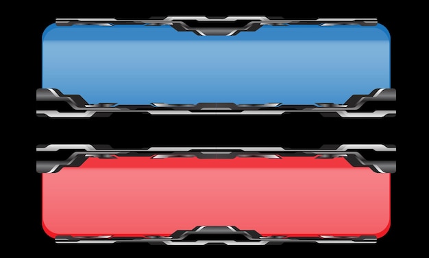Tecnologia de metal banner vermelho azul conjunto coleção design futurista cibernético em vetor de fundo preto
