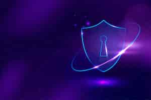 Vetor grátis tecnologia de segurança cibernética de vetor de fundo de proteção de dados em tom roxo