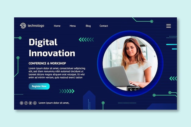 Vetor grátis tecnologia e modelo de página de destino futura