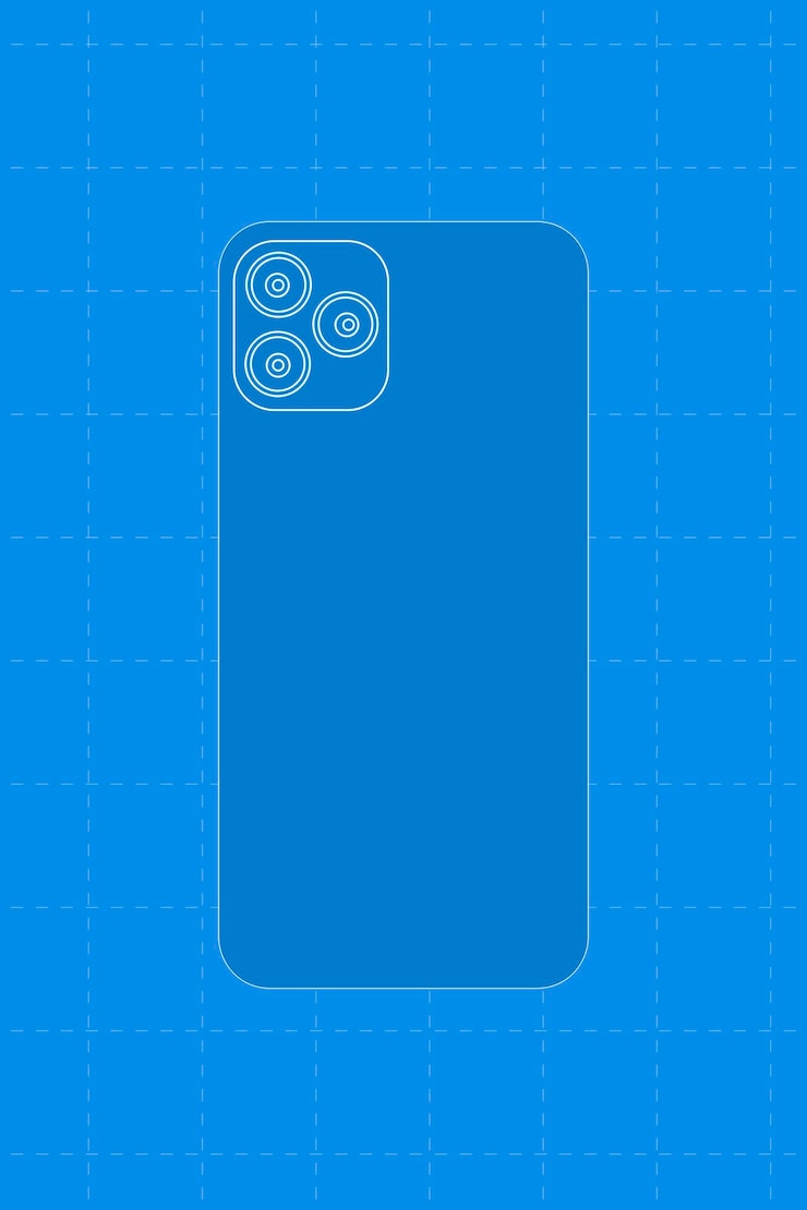 Vetor grátis telefone azul, 3 câmeras traseiras, ilustração vetorial