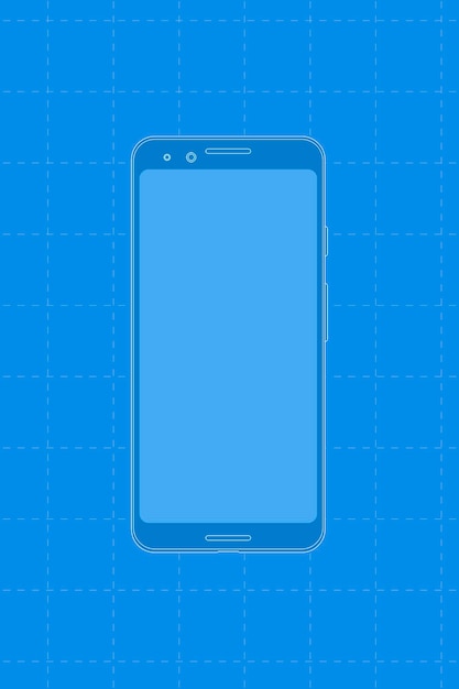 Telefone celular azul, ilustração vetorial de dispositivo digital