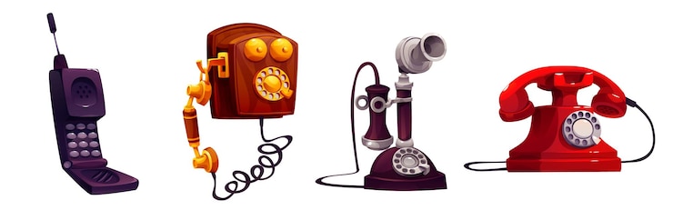 Vetor grátis telefones set de evolução isolados em fundo branco