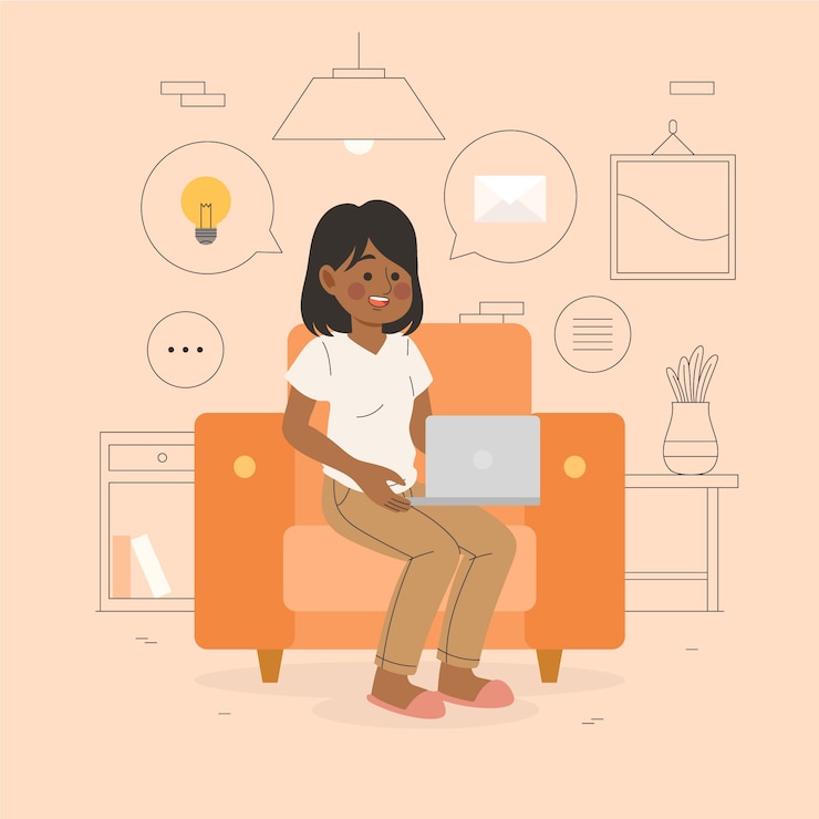 Vetor grátis teletrabalho conceito ilustrado com mulher falando com amigo