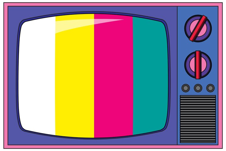 Vetor grátis televisão retrô em colorido isolado