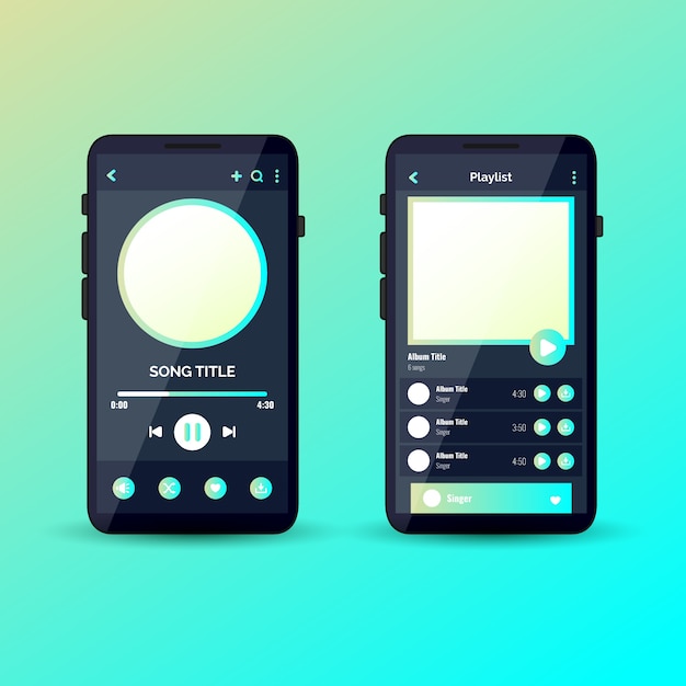 Tema da interface do modelo do aplicativo music player