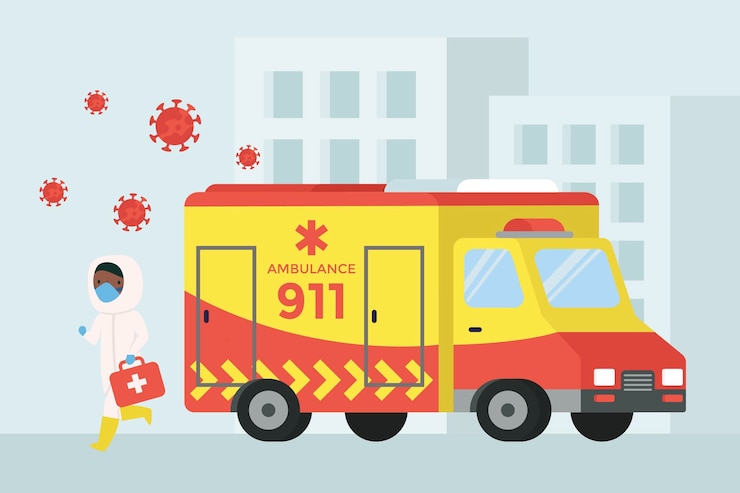 Vetor grátis tema de ambulância de emergência