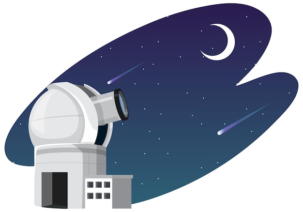 Tema de astronomia com telescópio no prédio