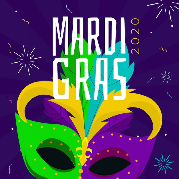 Tema de celebração de design plano mardi gras