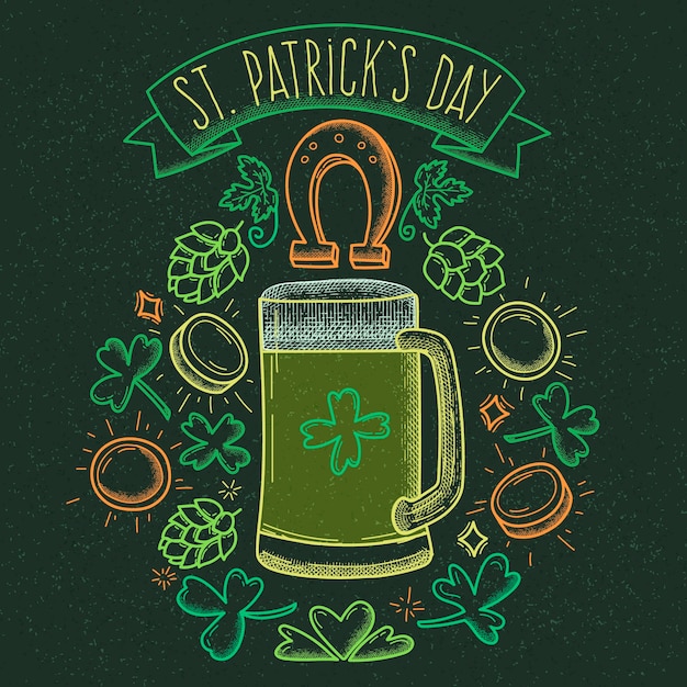 Vetor grátis tema de desenho à mão para st. dia de patricks