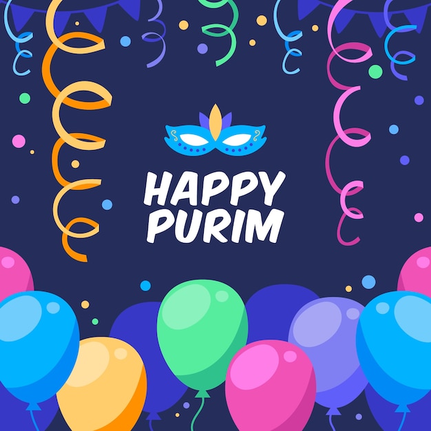 Tema de design plano feliz dia de purim