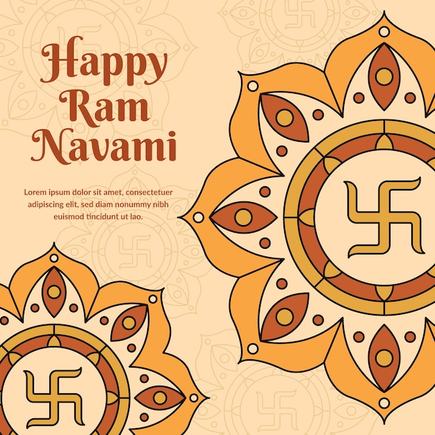 Tema de design plano feliz ram navami dia