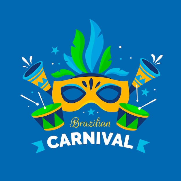 Tema de design plano para carnaval brasileiro