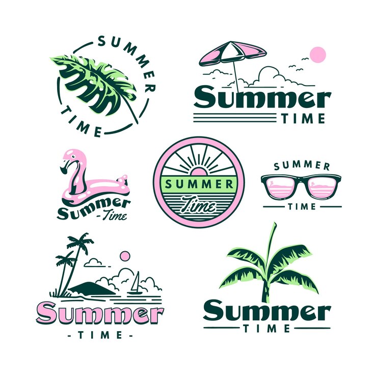 Vetor grátis tema de etiquetas de verão
