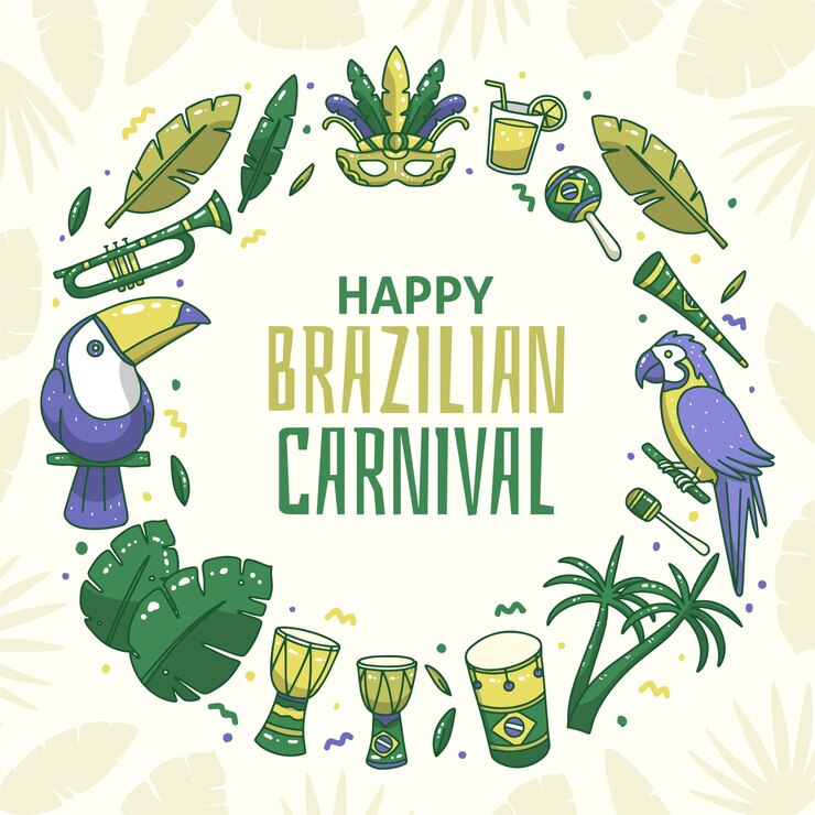 Vetor grátis tema de evento de carnaval brasileiro desenhado à mão
