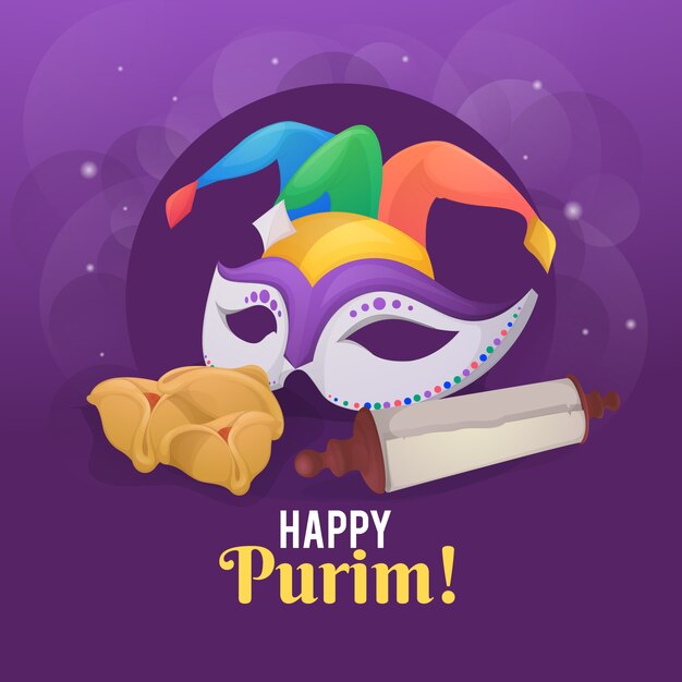 Tema de evento dia feliz purim desenhados à mão