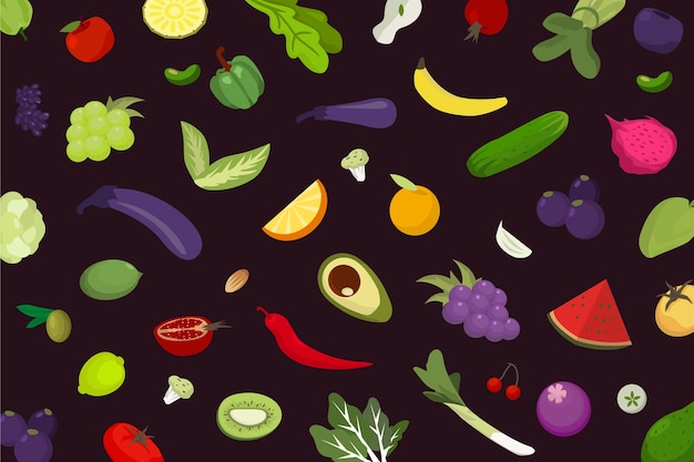 Tema de fundo de frutas e legumes