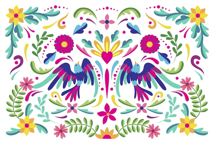 Vetor grátis tema de fundo mexicano colorido