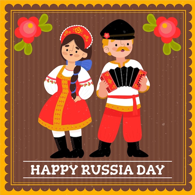 Vetor grátis tema de ilustração do dia da rússia