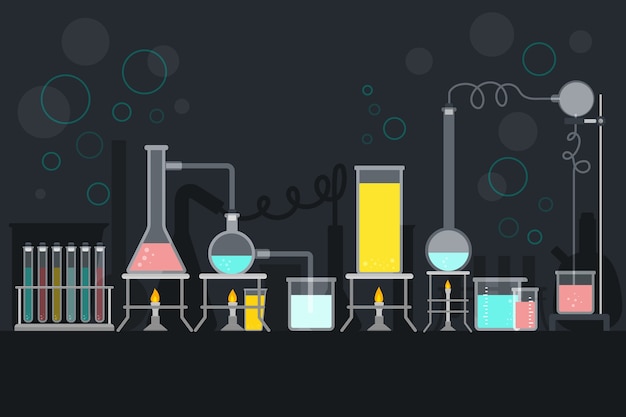 Vetor grátis tema de laboratório de ciências de design plano