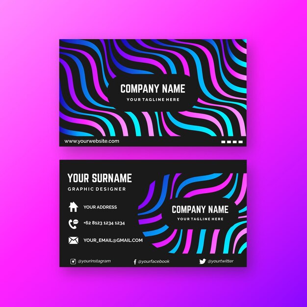 Tema de linhas distorcidas para o conceito de cartão de visita