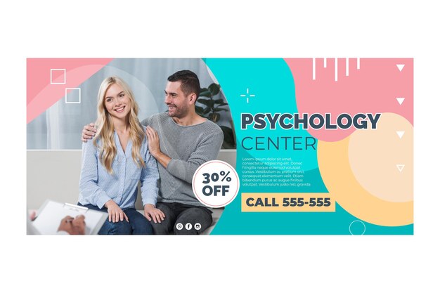 Tema de modelo de banner de psicologia