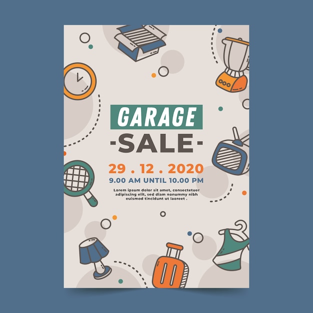 Vetor grátis tema de modelo de cartaz de venda de garagem