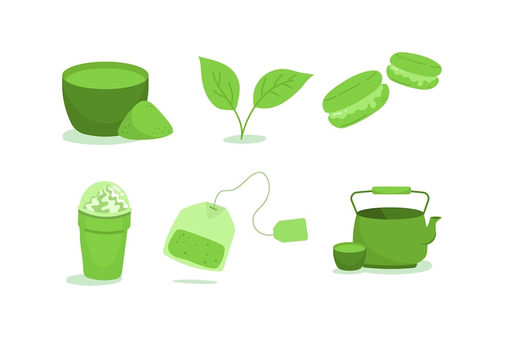 Vetor grátis tema de pacote de chá matcha