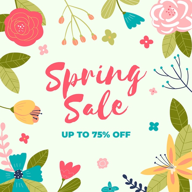 Tema de venda de primavera desenhados à mão