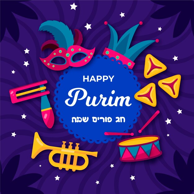 Tema do dia de design plano purim