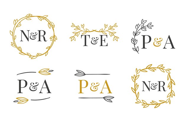 Tema elegante dos monogramas do casamento