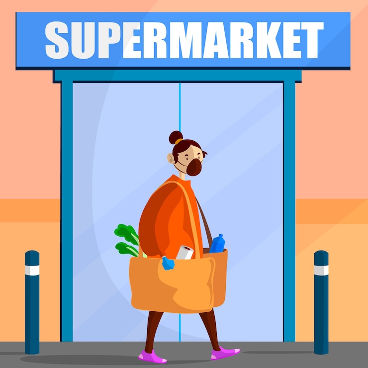 Vetor grátis tema ilustrado supermercado coronavirus