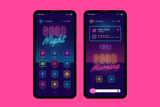 Tema neon da tela inicial para smartphone