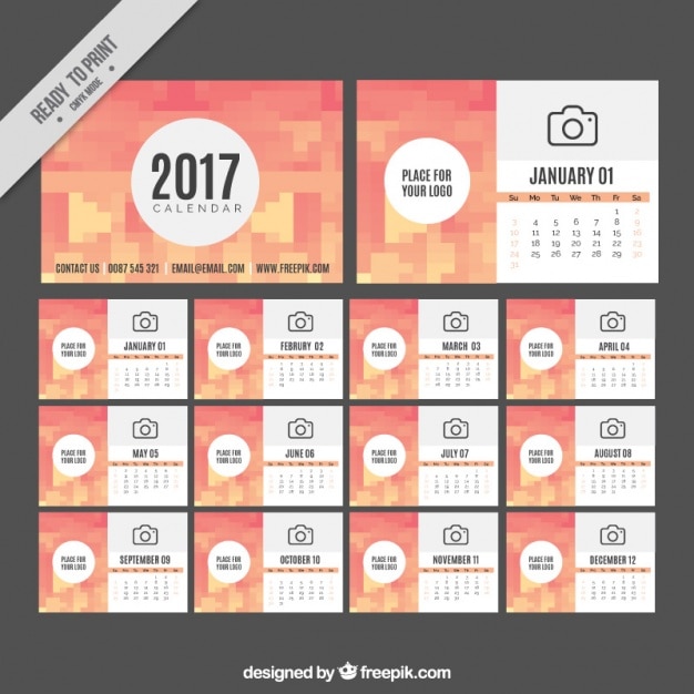 Template 2017 calendário pixelizada