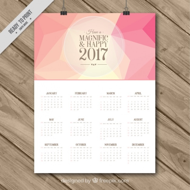 Vetor grátis template 2017 calendário poligonal