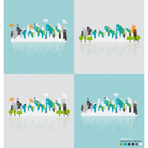 Vetor grátis template infográfico cityscape