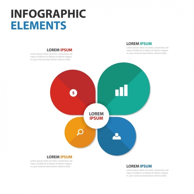Vetor grátis template infográfico colorido com quatro fases