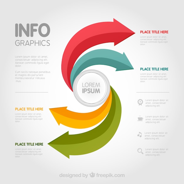 Template infográfico com setas coloridas