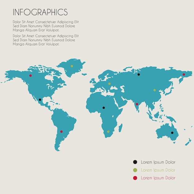 Template infográfico do mapa de mundo