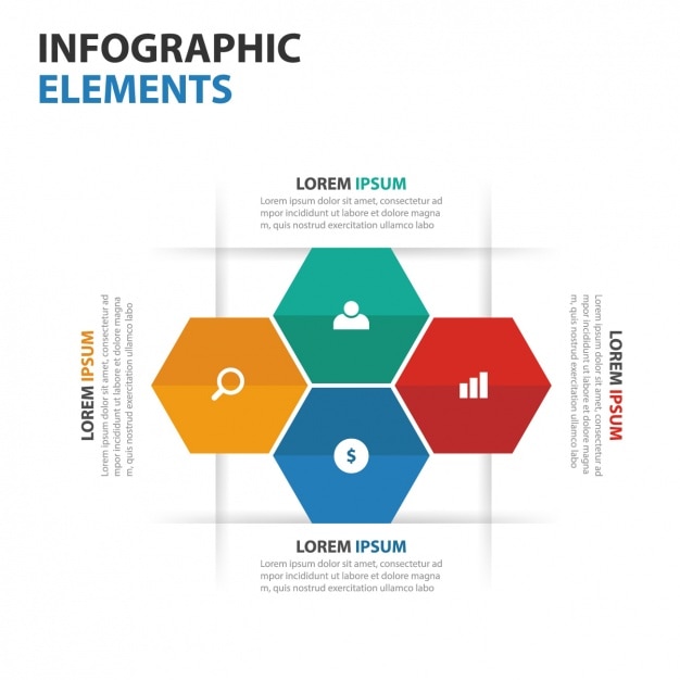 Template infográfico geométrica com ícones